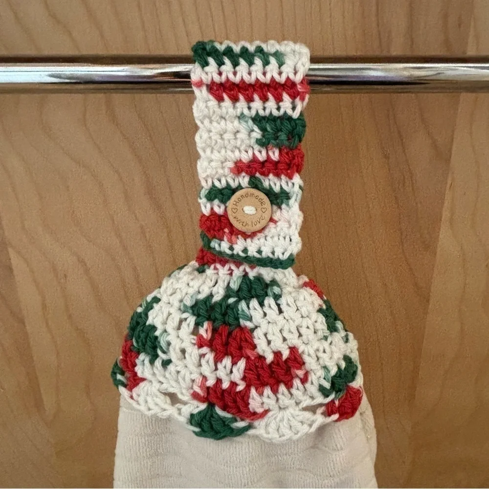 Kitchen‎ Tea Hand Towel Topper Holder Christmas Holiday Cotton Crochet by Seller